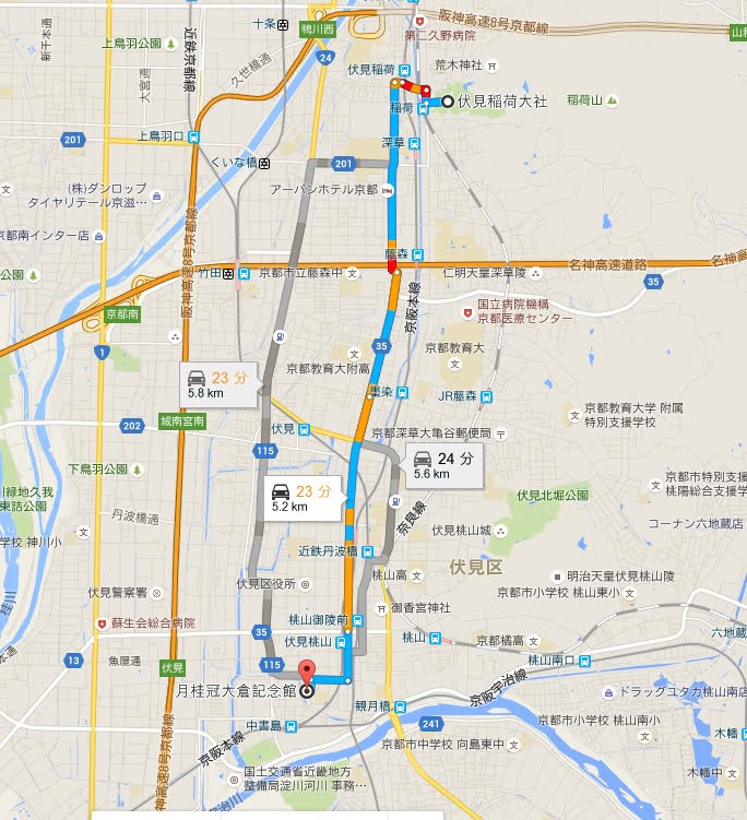 伏見稲荷大社から月桂冠大倉記念館へのアクセス・行き方「バス・電車・車・タクシー」